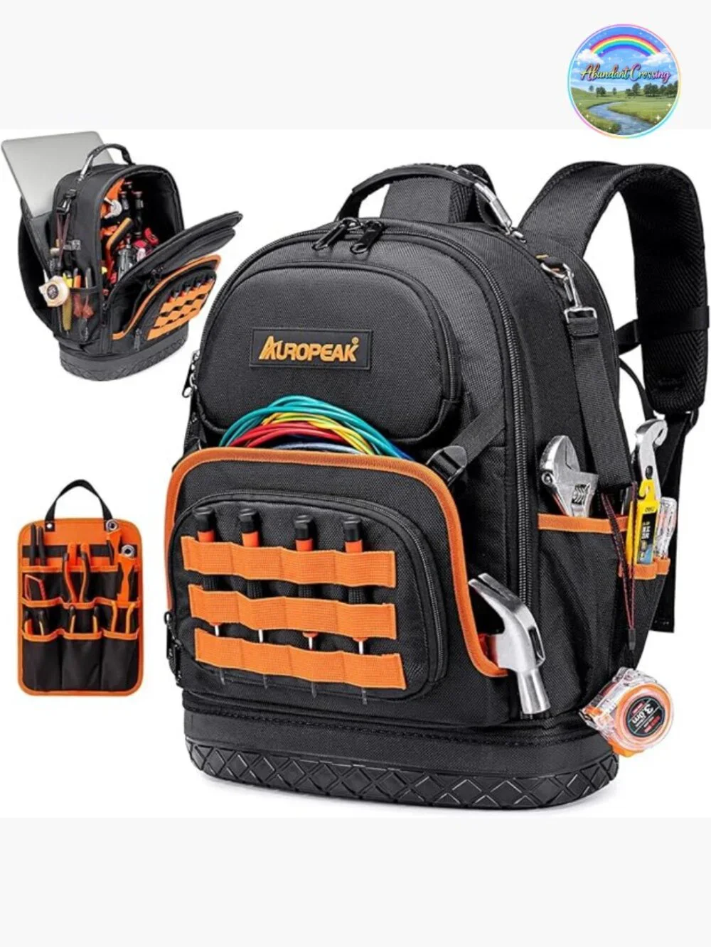 96-Pocket Heavy Duty Tool Backpack with Laptop Compartment & Molded Base